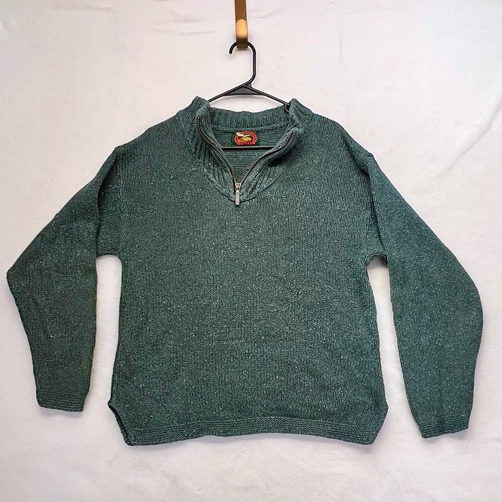 VTG Alps Woman’s Half Zip Green Sweater, Medium